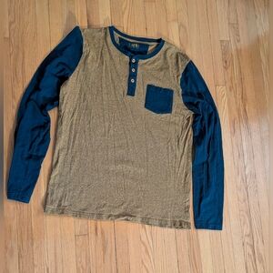 Simons Blue and Tan Long Sleeve Shirt